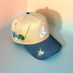 custom New Era Adjustable Hat Bronze Brown Stylish Gold Stars And Gold Chain